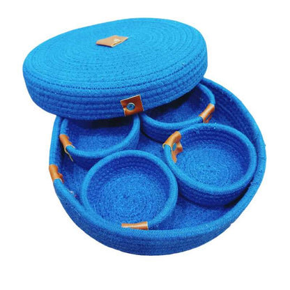 Rope Dry Fruit Tray Set – 4 Bowls with Tray Cover for Home & Gift