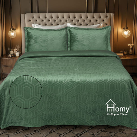 FOGGMART HOMY Valencia Double Bed Set | Ultra Soft Velvet Bedsheet - 3 Pcs