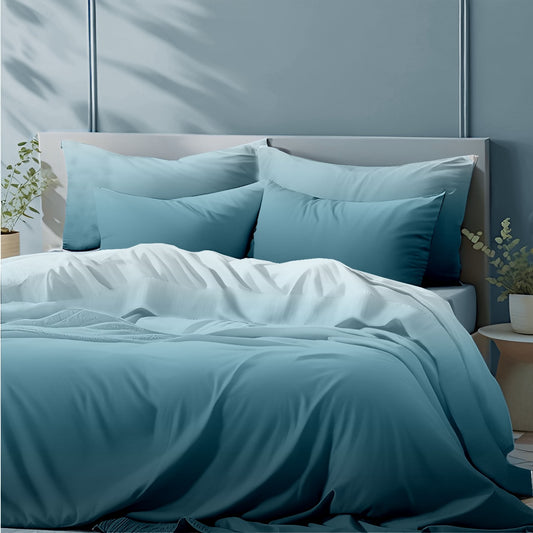 Premium Cotton King Size Bedsheet - Ombre Plain Design