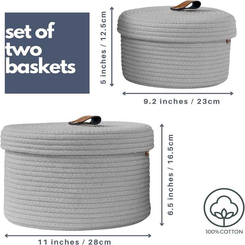 Stylish Snacks Organizer | 2-Piece Mini Rope Storage Basket Set