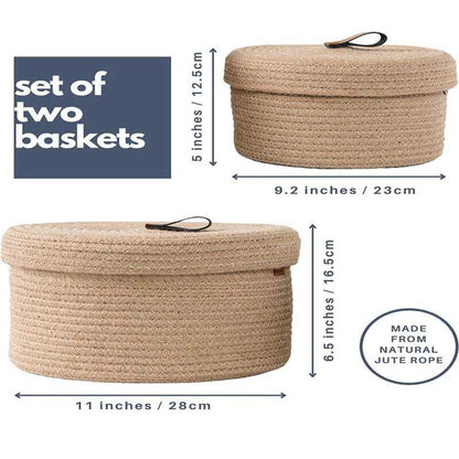 Mini Rope Snacks Box Organizer | Set of 2 Cotton Storage Baskets