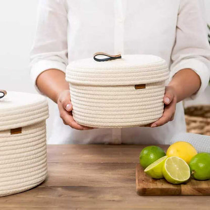 Round Cotton Storage Basket Set | Snack Box & Toy Organizer