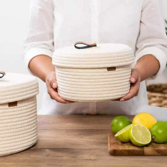 Round Cotton Storage Basket Set | Snack Box & Toy Organizer