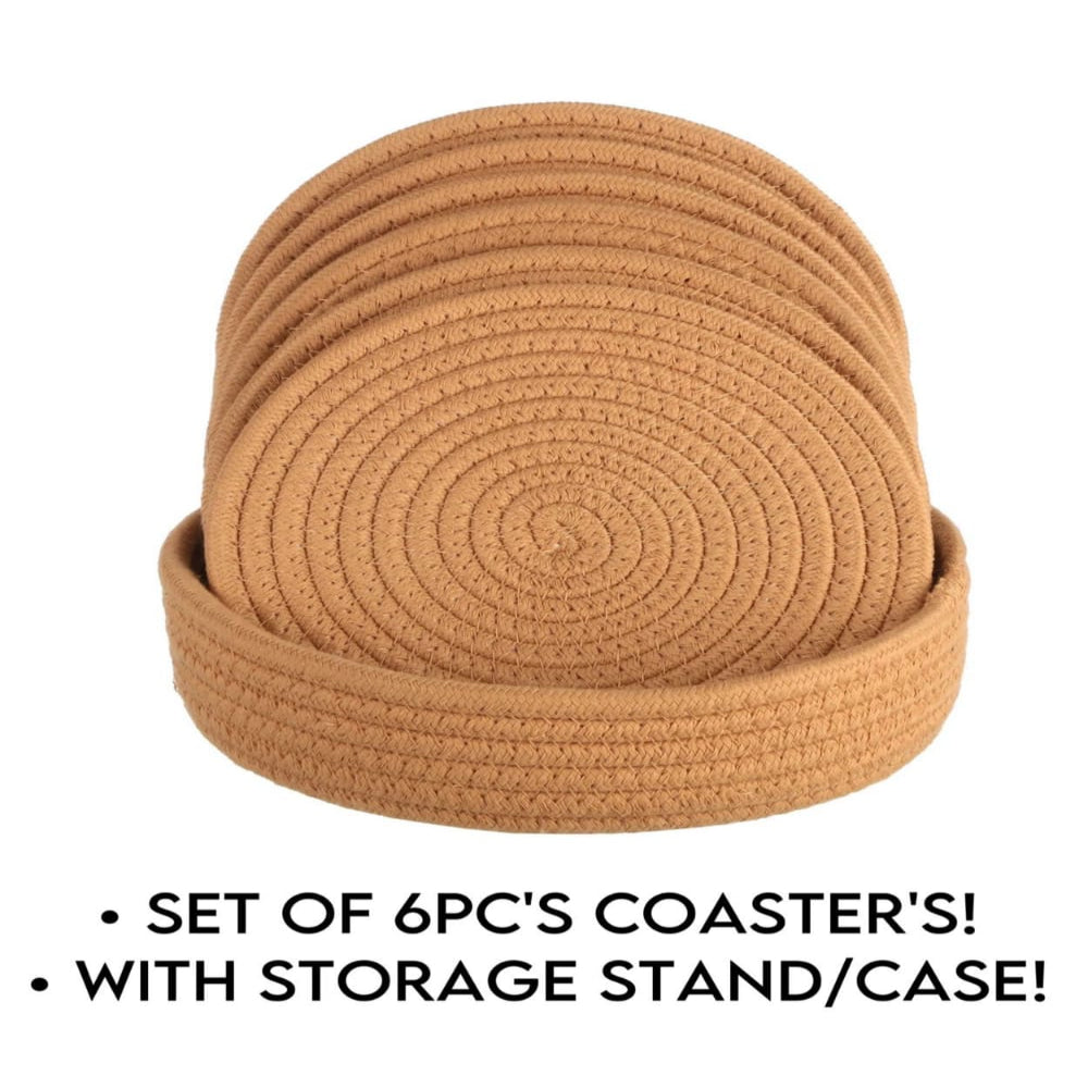 Cotton Coaster Set of 6 with Stand – Stylish, Eco-Friendly & Durable